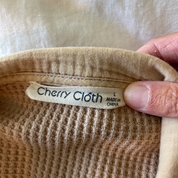 Oversized Waffle Button Up Dusty Pink & Beige - Picture 10 of 13